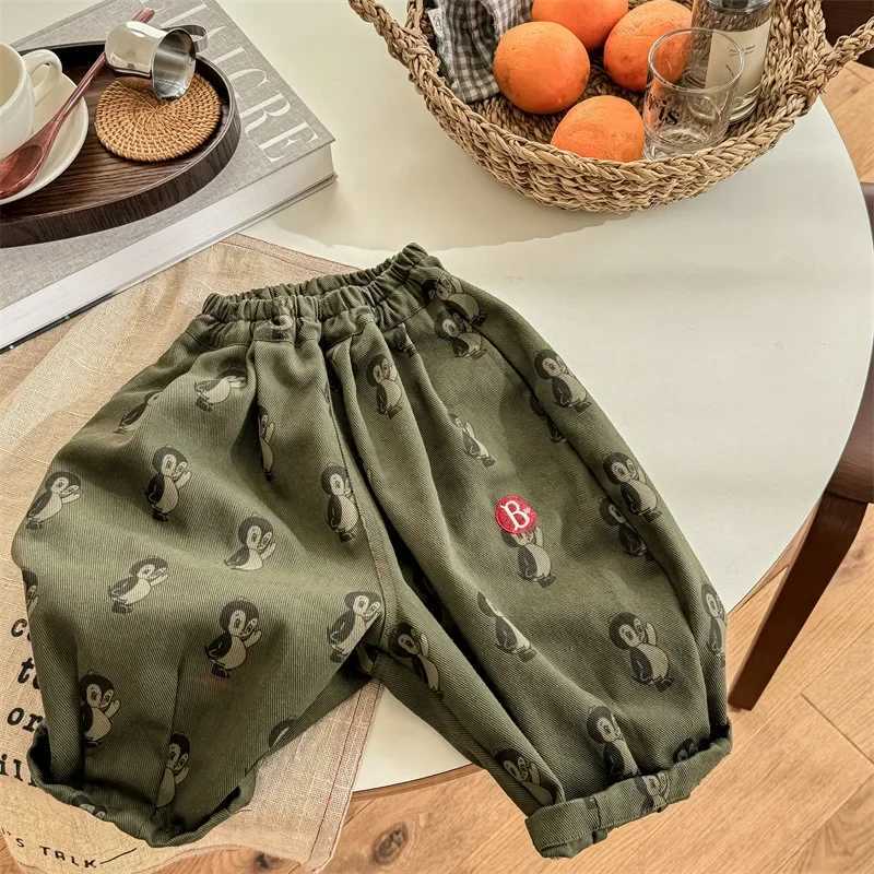 2025 New Kids Casual Loose Harem Pants with Adorable Penguin Prints for 17 Years Old Comfortable Wear Boy and Girls TrousersT251027