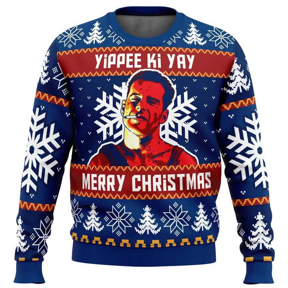 Yippee Ki Yay Die Hard Print Mens Ugly Christmas Crewneck Sweatshirt Soft Comfy Stylish RelaxedFit Plus Size Autumn Winter W251027