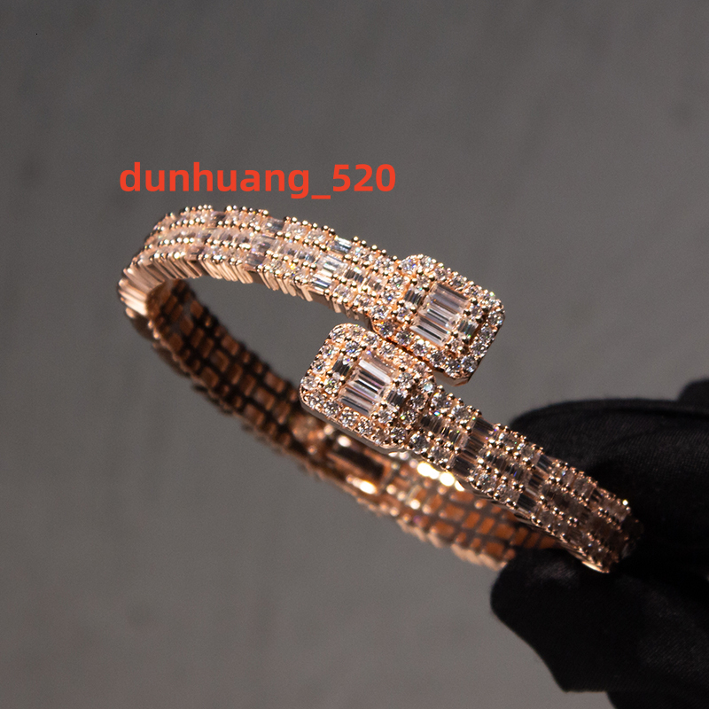 Luxury Hip Hop Men Bracelet 8mm Wide VVS baguette Moissanite Hiphop Opening Ice Out Moissanite Bracelet