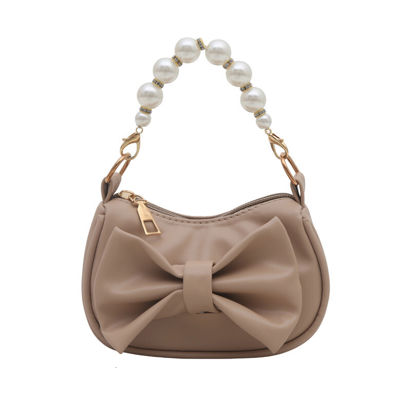 Sweet bow design handbag, winter new pearl chain design, fashionable and elegant women's shoulder bag, trendy and luxurious designer bag