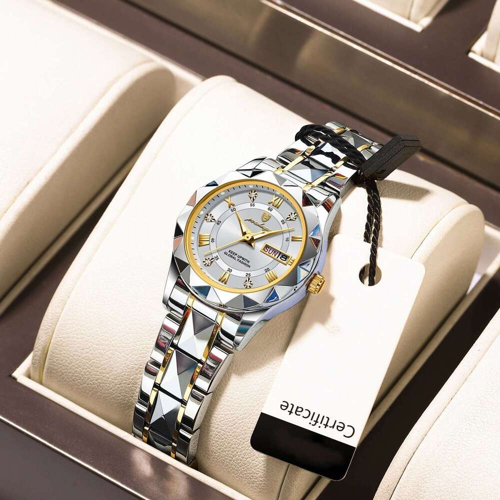 Swiss Brand New Women's Waterproof Dual Calendar Luminous Quartz Watch Live