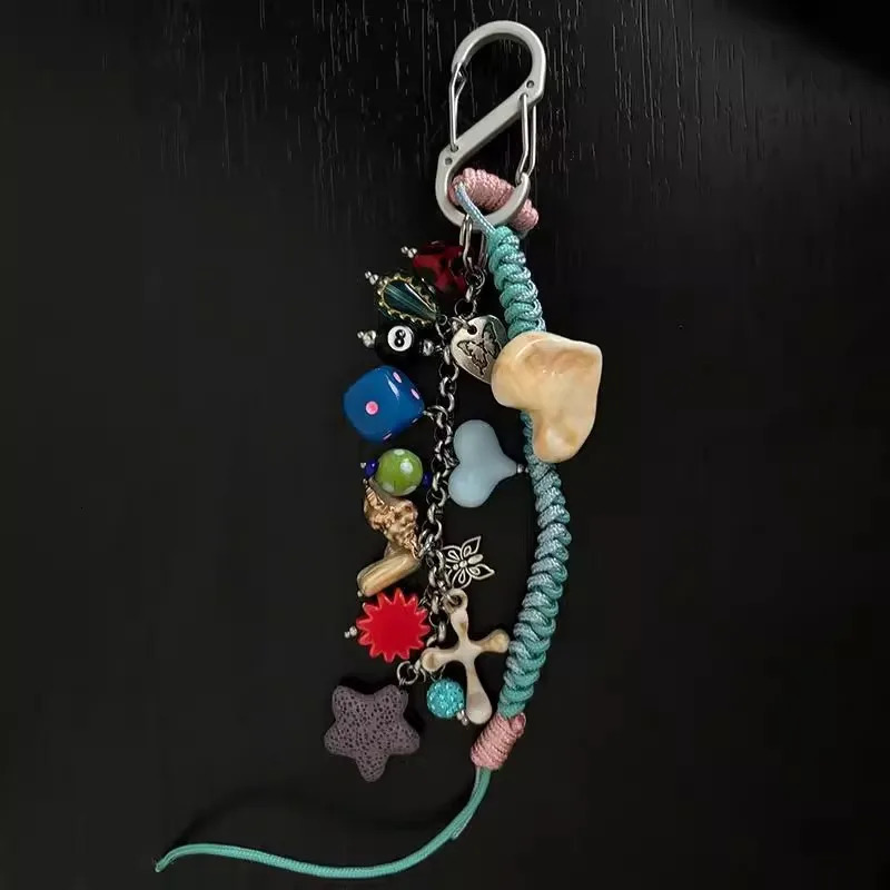 DIY handmade keychain Romantic heart shaped bag pendant Colorful Stars decorate 251023