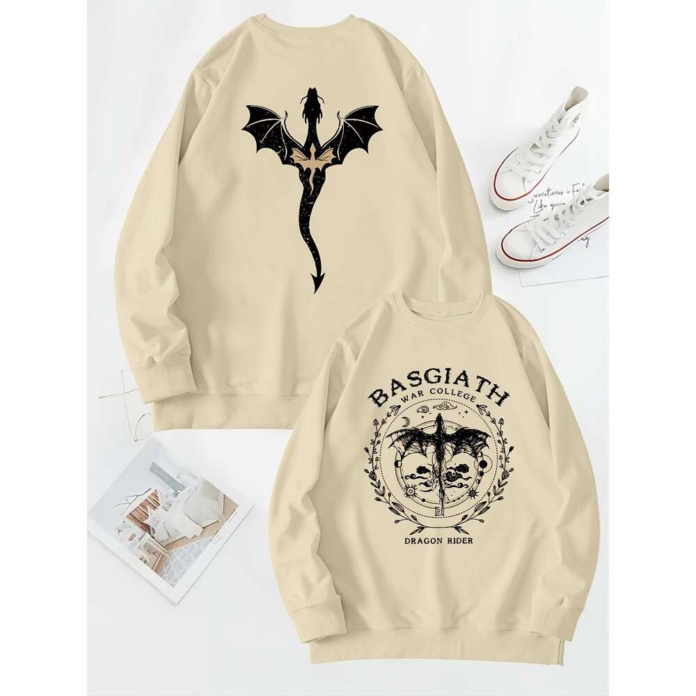 Basgiath War College 2-sided Sweatshirt Fourth Wing Comfort Gift for Book Lover Long Sleeve Fleece Sweatshirt Y2K Streetwear