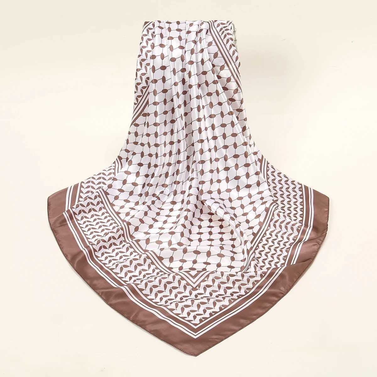 9090cm Printed Silk Pastine Scarf Kfiyeh Satin Ladies Hijab Kuffiyeh Small Square Scarf Bandana Sunscreen Hair BandW251027