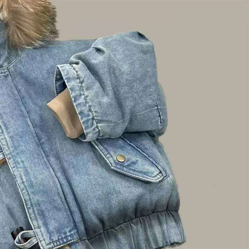 Children Winter Jackets Denim Padded Outerwear Coat For 4-14Y Kids Faux Fur Hooded Young Teens Boys Warm Parkas