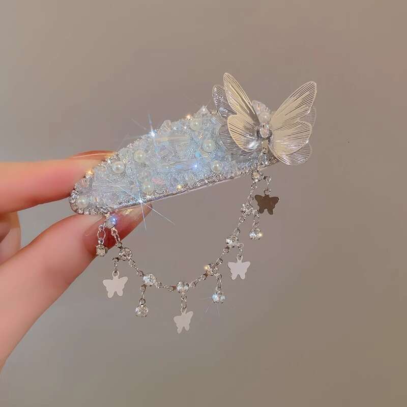 2025 New Flower Tassel Fashionable Crystal Side Bangs Pearl BB Clip Hairpin Hair Accessory