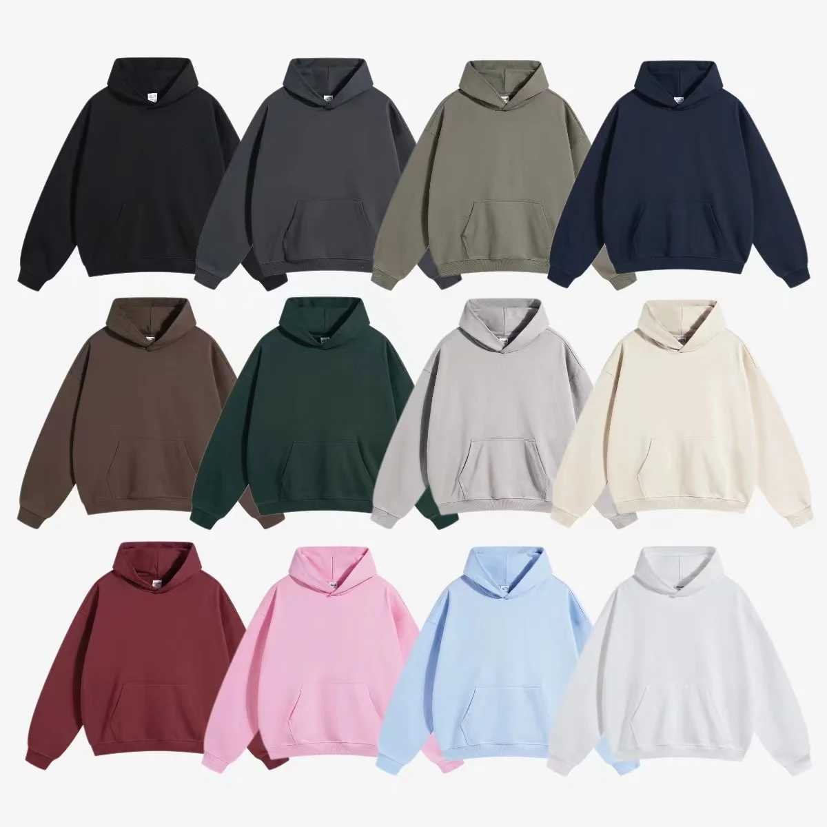 Autumn Trendy Brand High Street Heavy Loose Solid Color High Quality Hoodie Sweater Mens and Womens Hip Hop Jacket Versatile W251027