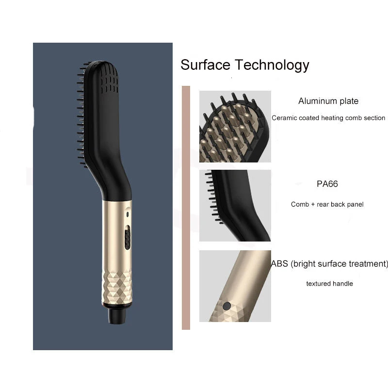 Comb Straightener Electric Negative Ion Heating Comb For Men Beard Hair Straightening Brush Wet Dry Use Quick Hair Styler 251027