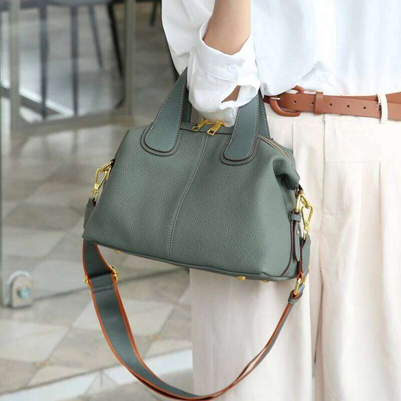 Hifashion 100% Cowhide Genuine Leather Handbags For Women 2025 Trend Designer Wide Strap Pillow Ladies Shoulder Crossbody Bags