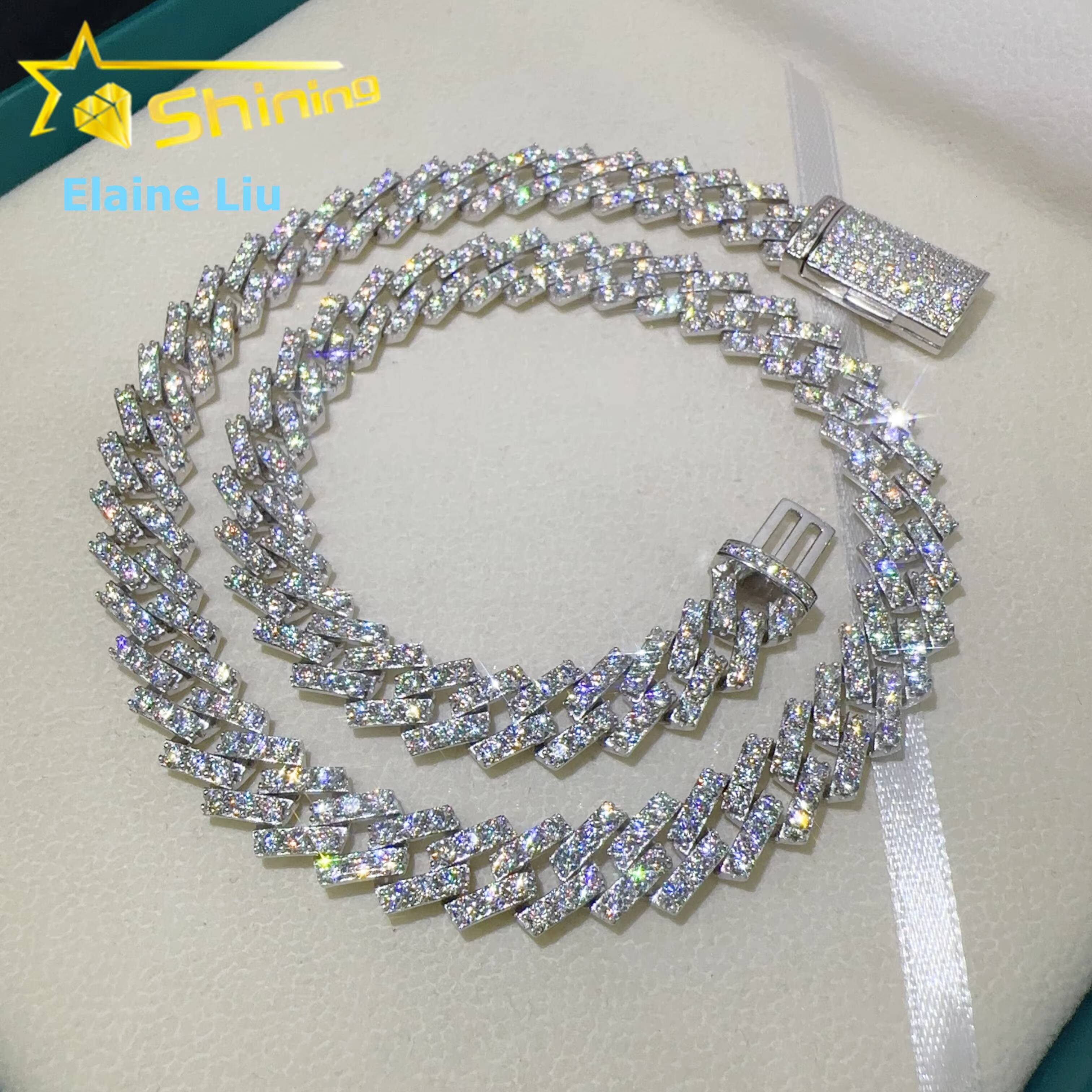 VVS Moissanite Diamond 925 Sterling Silver 126MM Iced Out Custom Moissanite Hip Hop Jewelry Miami Cuban Link Chain Necklace