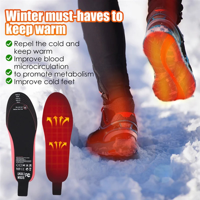 WHYYSmart Heating Insoles TemperatureControlled Foot Warmers Electrically Heated Insoles LargeSize Thermal Insoles251020