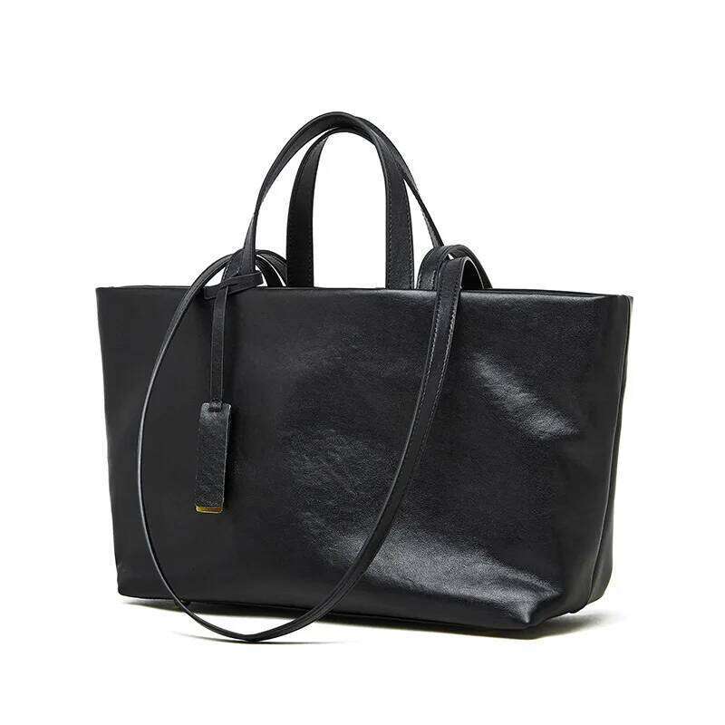 2025 New Genuine Leather Ladies Tote Brand Large Capacity Fashion Shoulder Retro Simple Messenger Business Women Bag
