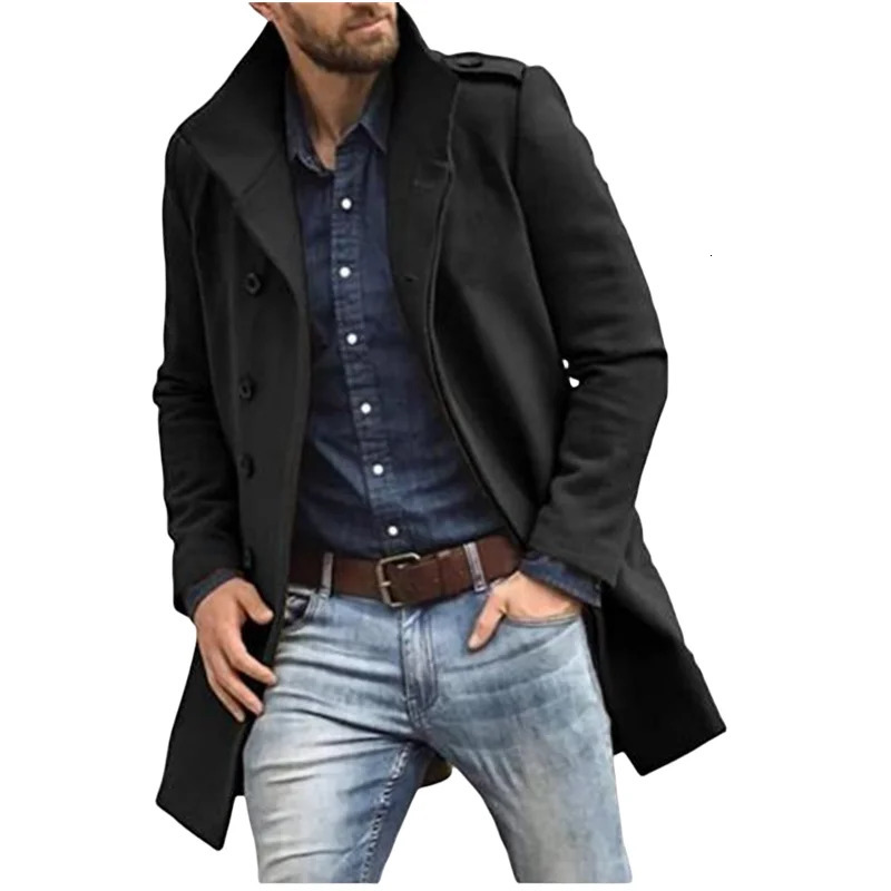 British Jackets Man Long Outerwears Coat Lapel Trench Solid With Mans Clothing And Wool Blends Mens 251016