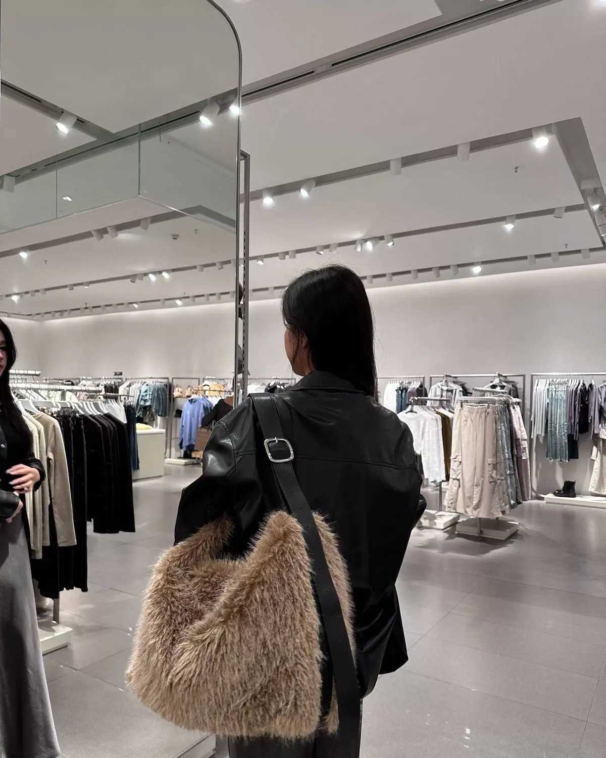 JIAERDI Vintage Khaki Handbag Women 2025 Fashionable Large Capacity Soft Plush Ladies Retro Casual Shoulder Bag Y2k Y251027