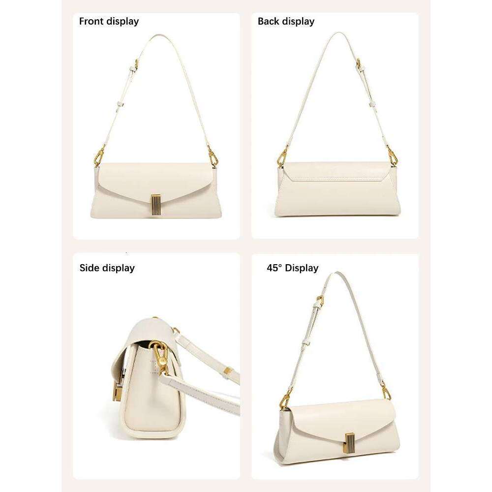 Zency Niche Two Layer Leather Handbag For Women 2025 Fashion Trendy Shoulder Commuter Underarm Crossbody Flap Bag