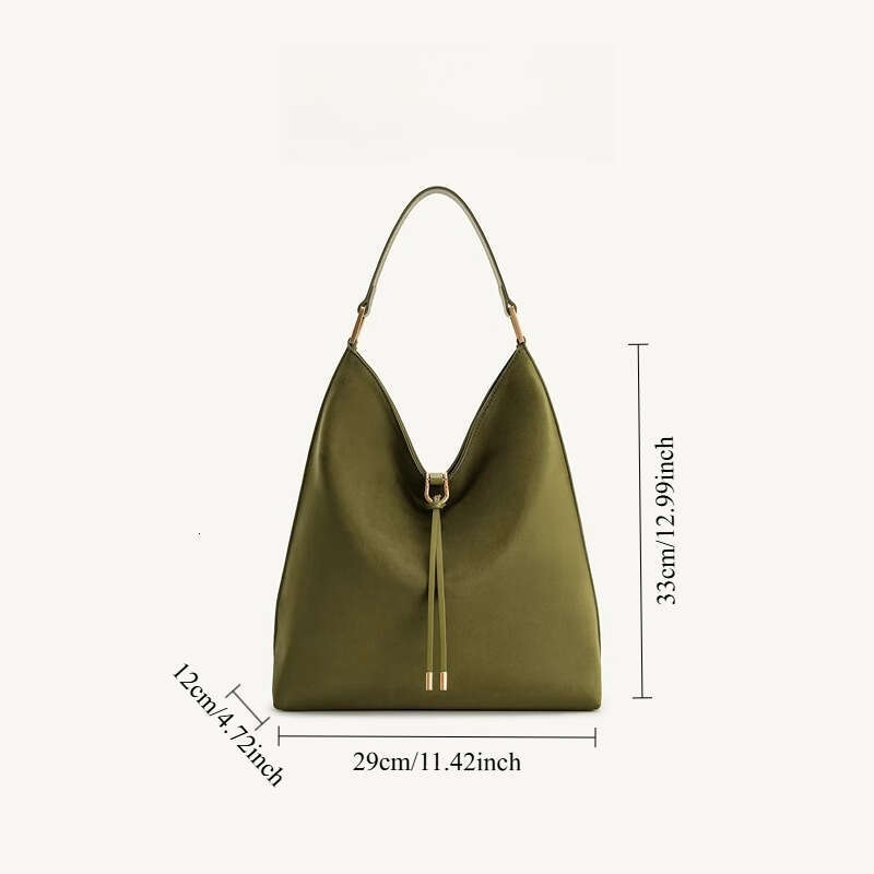 Genuine Hobo Tote Bag For Women - Large Capacity Crossbody/Handbag With Golden-Tone Hardware, Adjustable Strap & Drawstring Closure, Brown/Green/Black