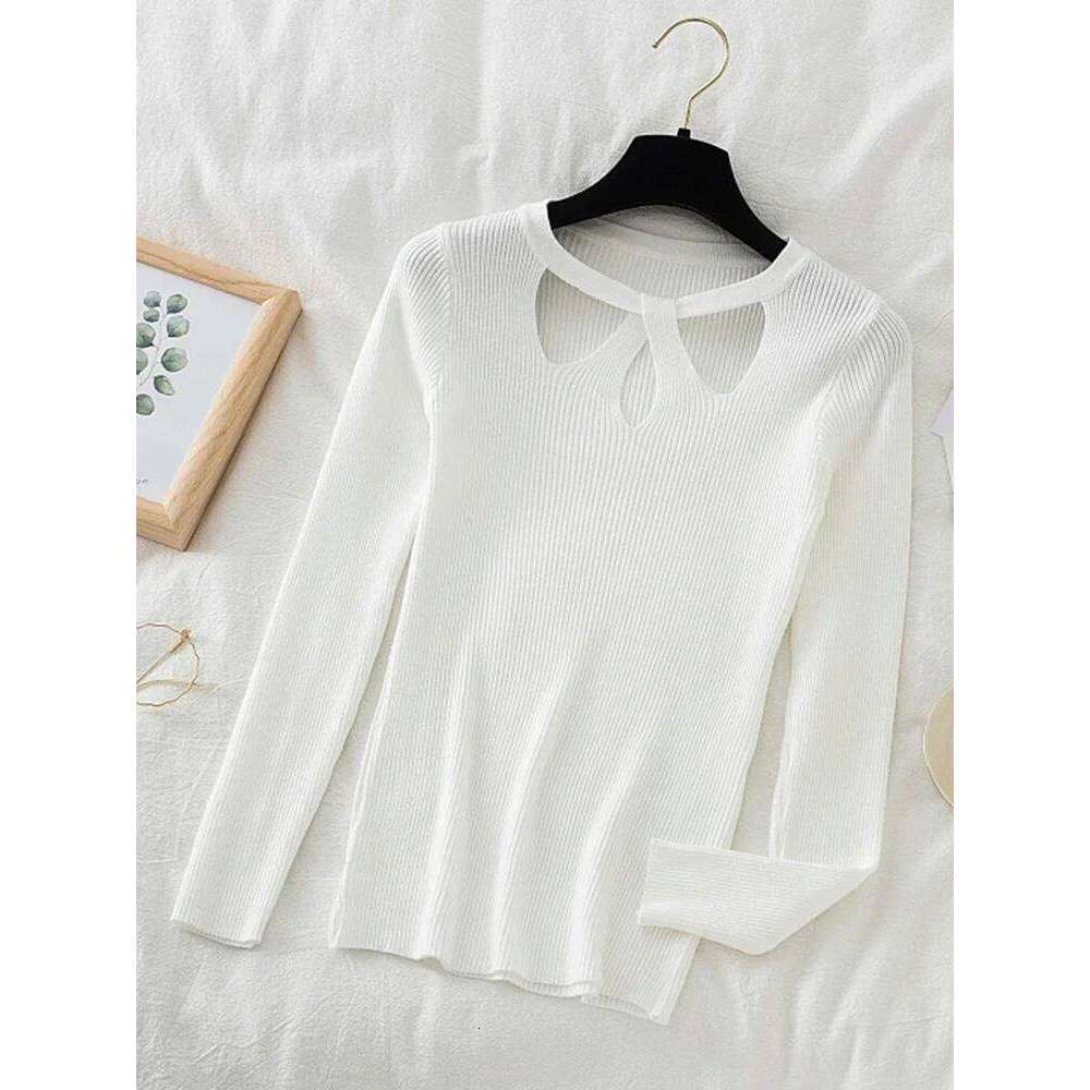 2025 Fashion Hollow Out Sweaters Autumn Winter Tops Slim Women Pullover Knitted Sweater Basic Solid Jumper Soft Warm Pull Designer Sweater Women Women