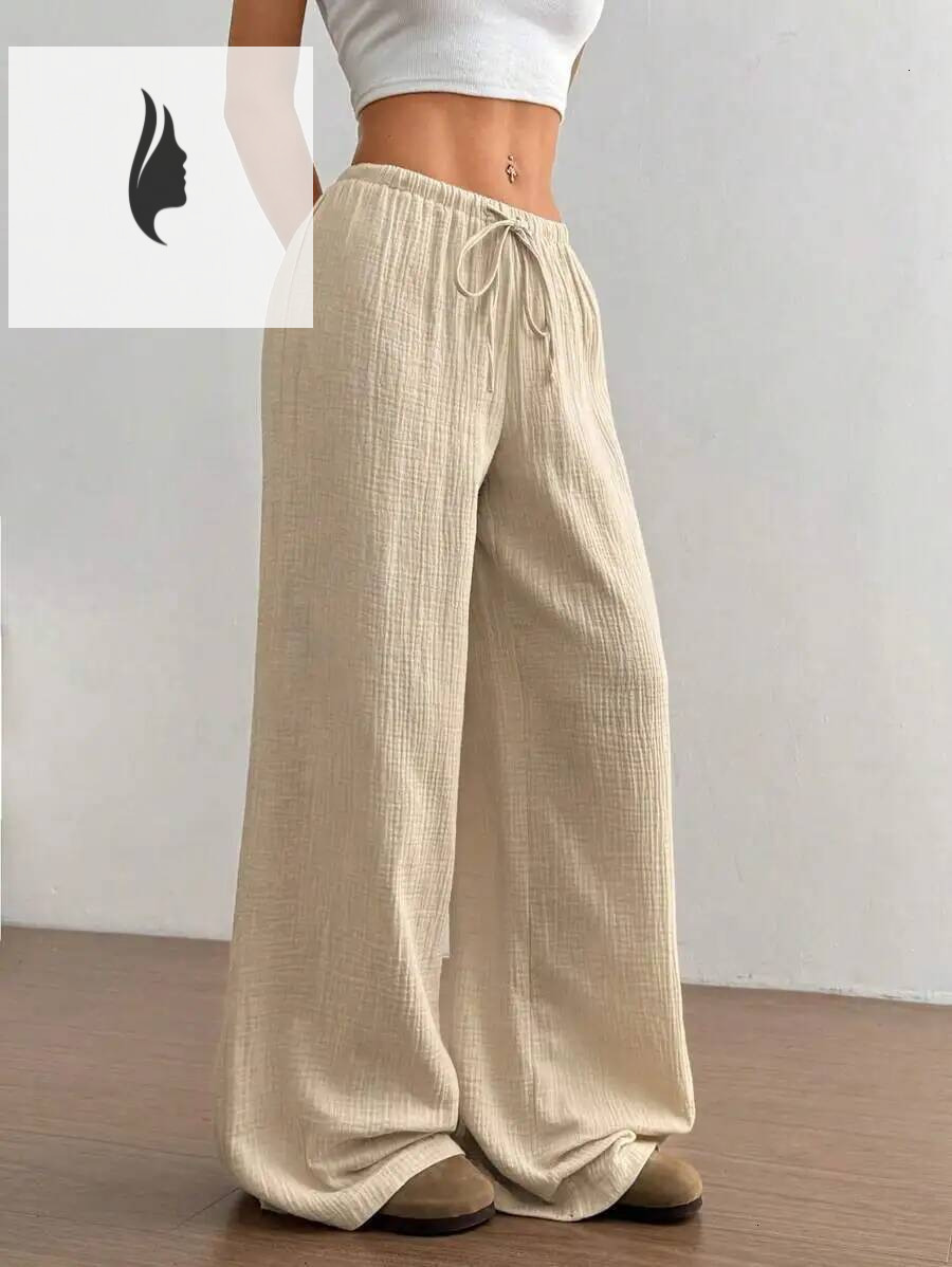 winter jacket women Fashion Women Loose Wide Leg Pants Elegant Solid High Waist Drawstring Office Lady Commute Baggy Pant Casual Sweatpant Trousers