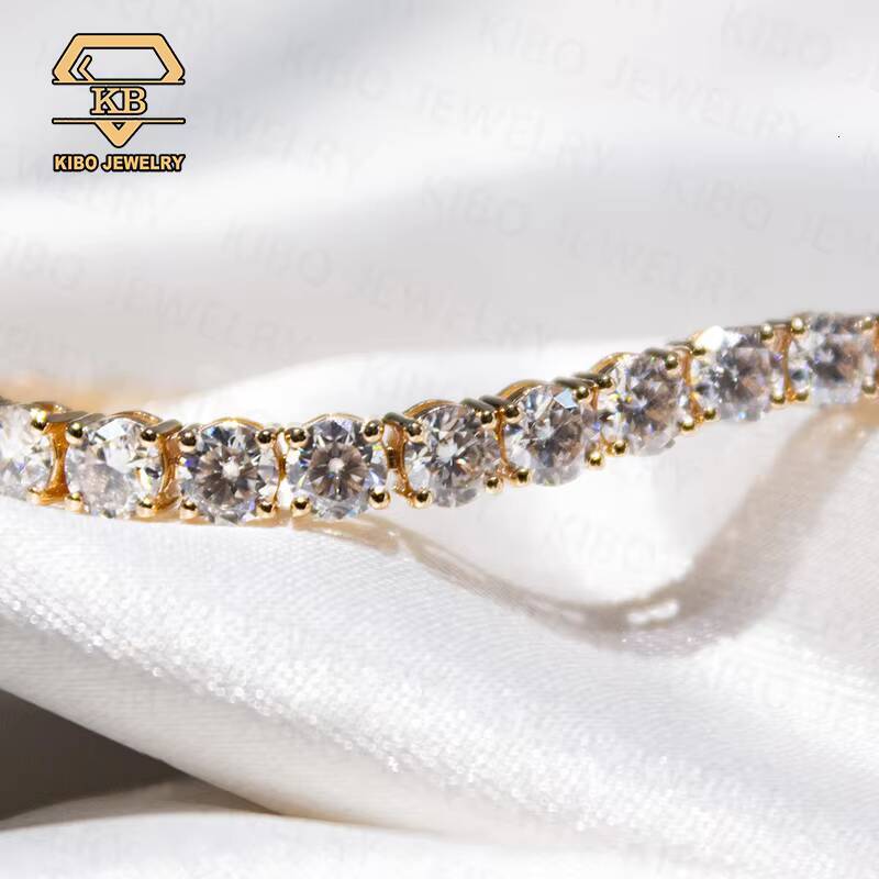 Tennis Iced Out D Color VVS Moissanite Diamonds Mens Womens Real Solid 10K Gold Tennis 4MM Moissanite Chain Bracelet