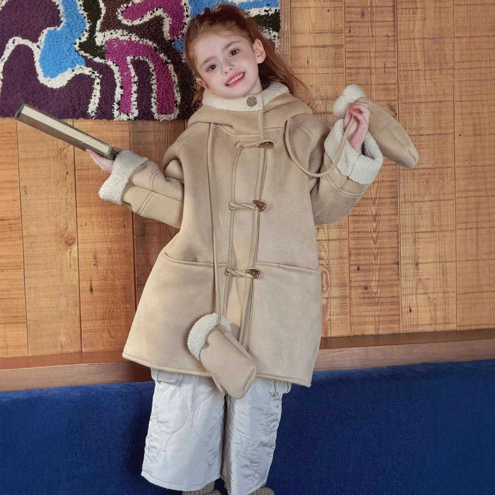 Cotton Casual Pants for Girls 2025 Autumn and Winter New Fashion Girls Warm Big Pocket Straight Leg Cotton PantsT251027