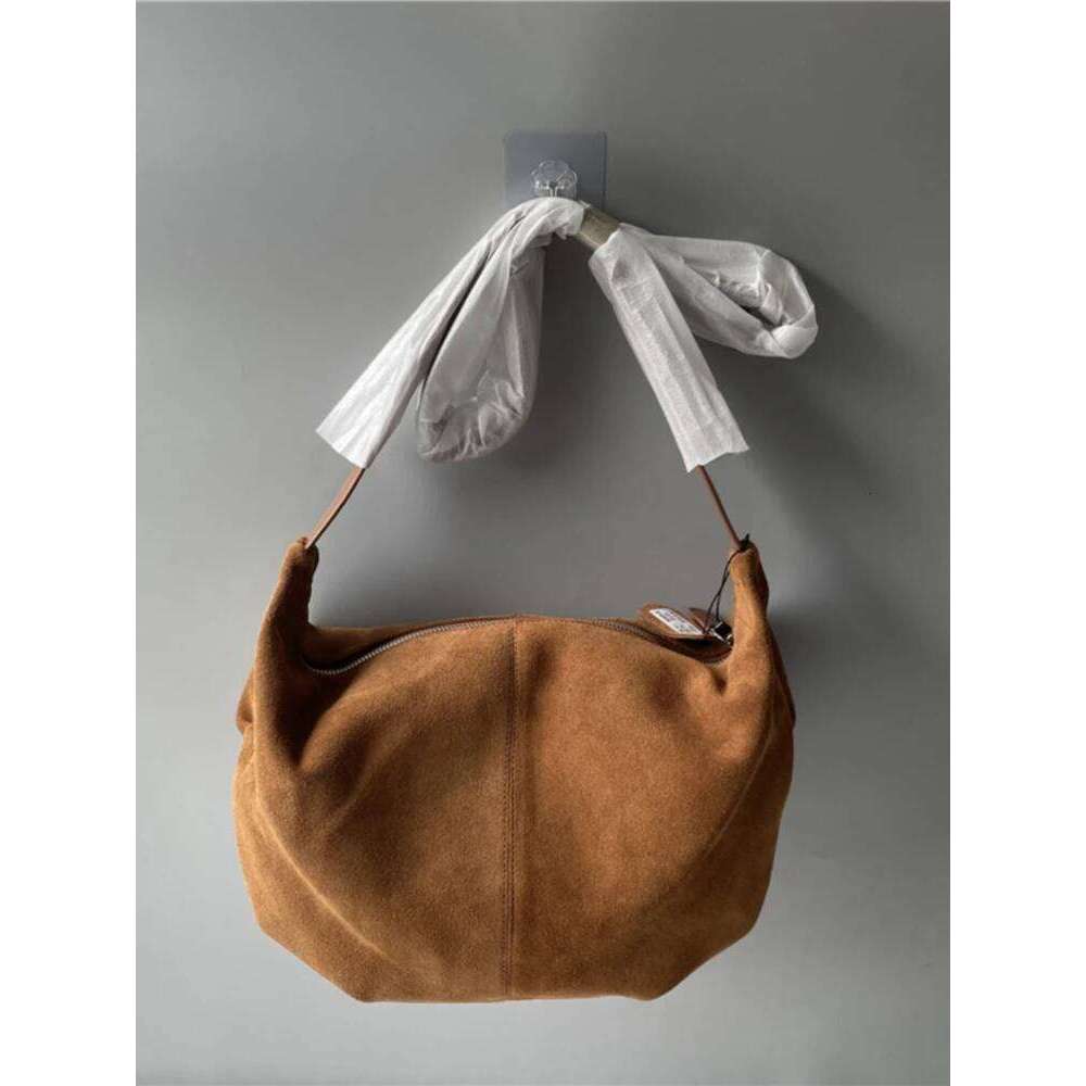 New 2025 Winter Russia Style Camel Deep Red Armpit Underarm Shoulder Matting Suede Cow Leather Female Crossbody Bag