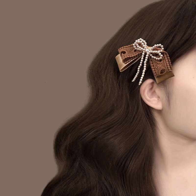 Lace Pearl Bow Hair Elegant 2025 New Niche High-end Light Side Clip Korean Style Hairpin