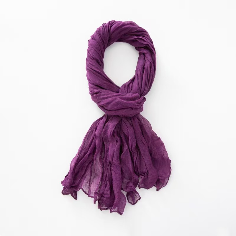 T2177 summer new style solid color gradient cotton monochrome wide chiffon scarf