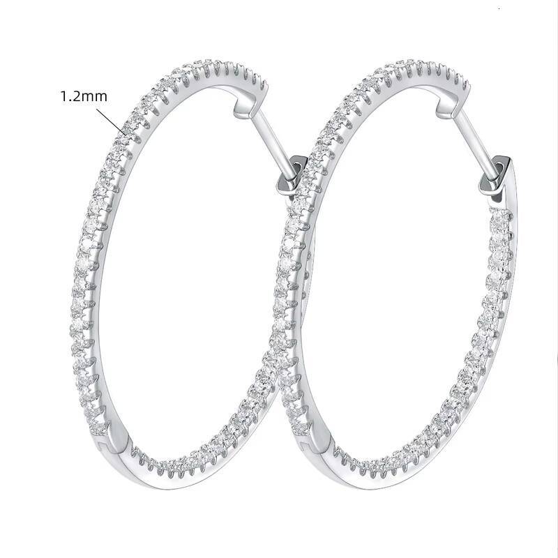 Fashion Women Moissanite Jewelry Earrings 925 Sterling Silver 12mm Big Moissanite Huggie Hoop Earrings for Women