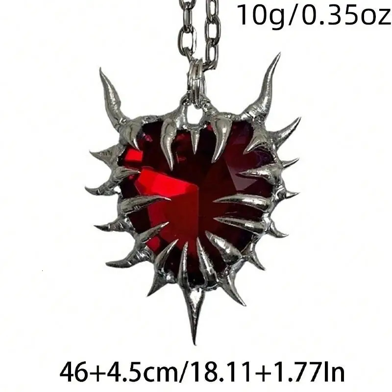 1PC Vintage Thorn Heart Gothic Red Necklace Womens Personalized Trend Pendant Decoration Party Holiday Gift 251020
