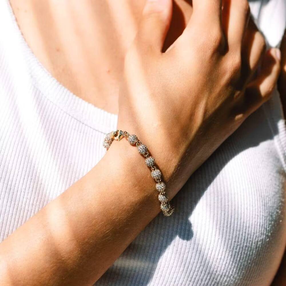 Custom Iced Out 4mm 925 Silver Mens Women With Moissanite Diamond Ball Beaded Bracelet