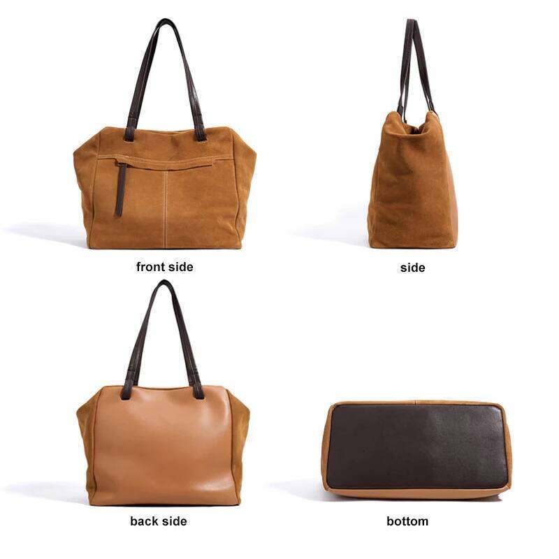 Designer Luxury Wholesale Women Suede Tote Lady Fall Winter Frosted Split Leather Large Capacity Fashion Handbag Female Trendy Shoulder Bag