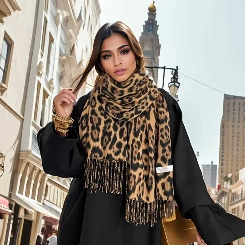 Retro opard Scarf Wens Autumn Winter ic Tassel Shawl 2025 Hot Warmth SexinW251027