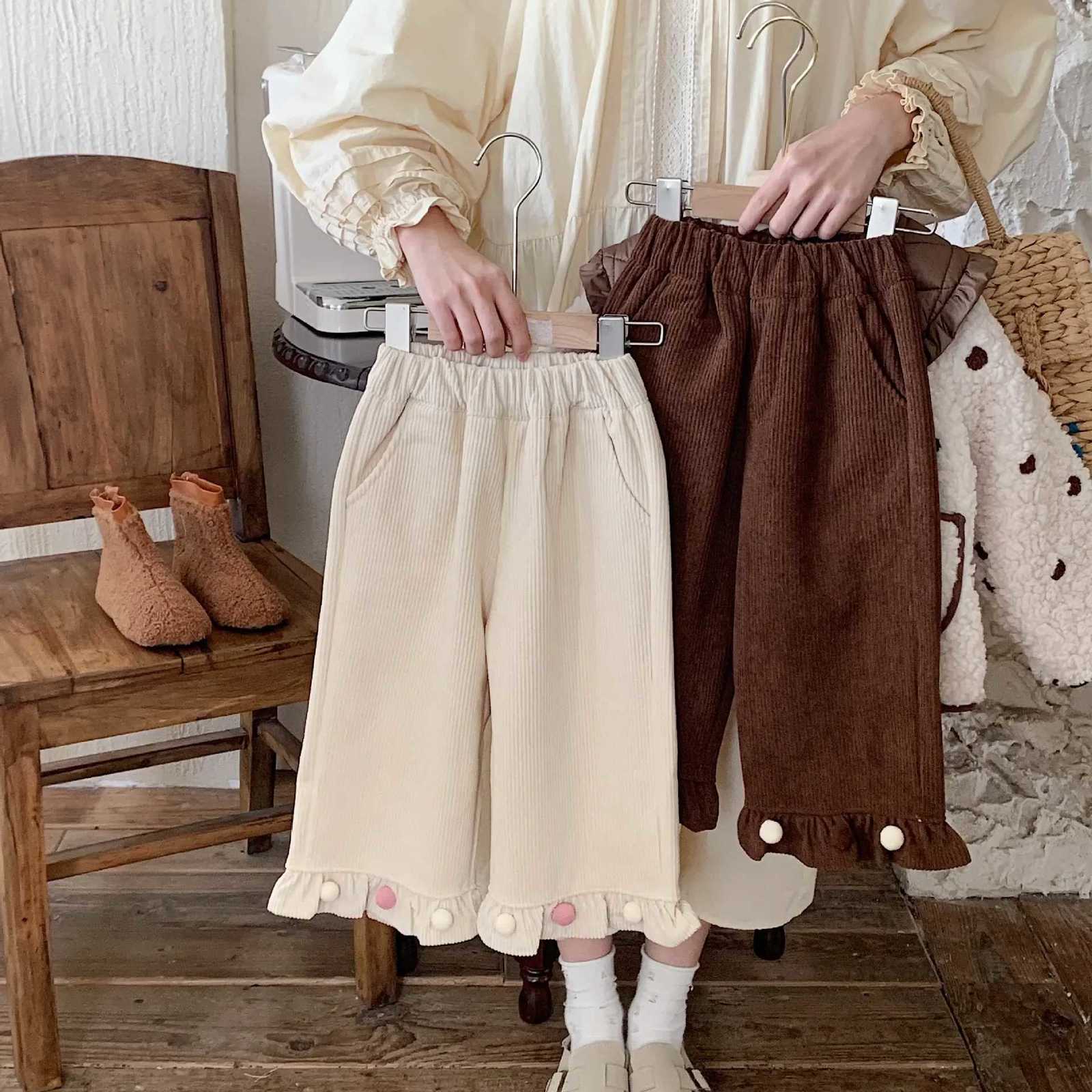 Kids Pants Childrens Clothing Girls Trousers Velvet Autumn Winter Korean Corduroy Baby Warm Elastic Waist StripedT251027