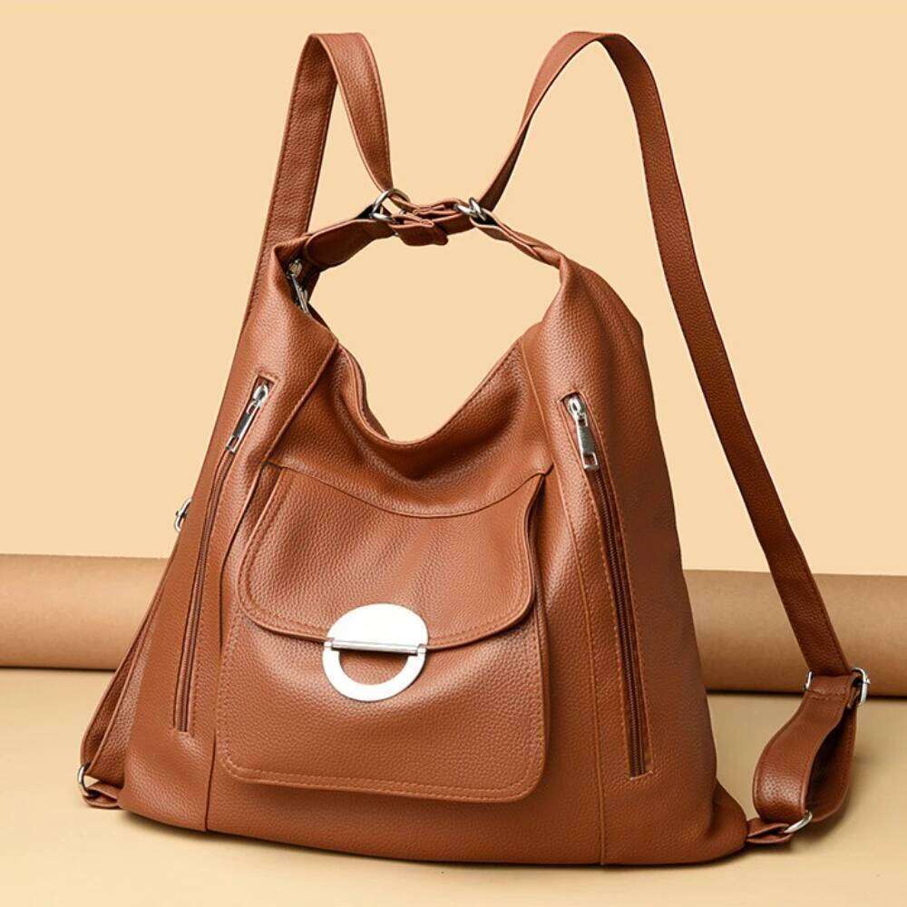 2025 Multifunction Female Casual Shoulder Bags Women High Capacity Soft Leather Backpack For Girls Rucksack Mochila