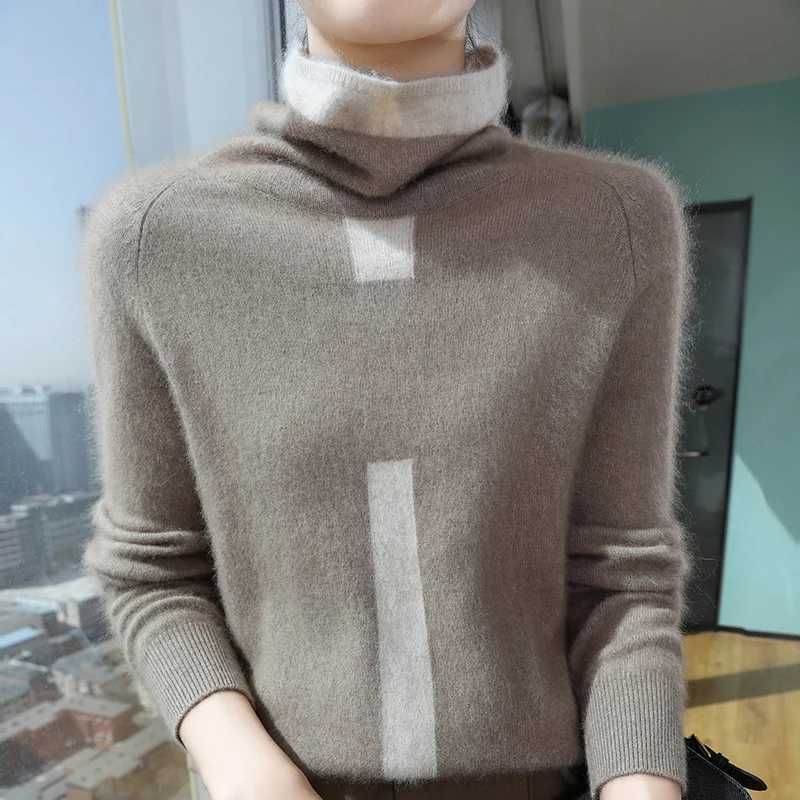 100 Mink Fur Knitted Sweater Womens New Top Pile Collar Cashmere Sweater Thickened Autumn And Winter Warm Jacket DBR058T251027