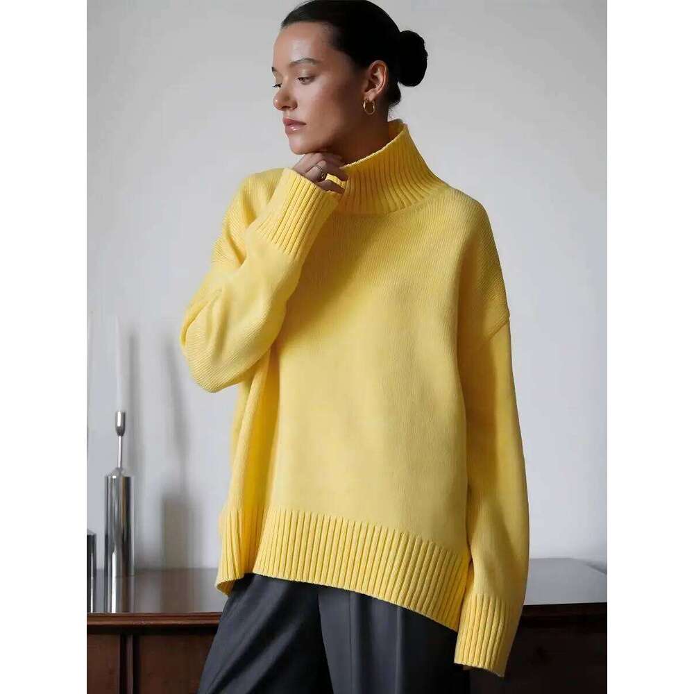 Blubelle Autumn Winter Women's Oversized Turtleneck Sweater Casual Warm Solid Basic Loose Knitted Jumper Pullover Designer Sweater Women Women Sw