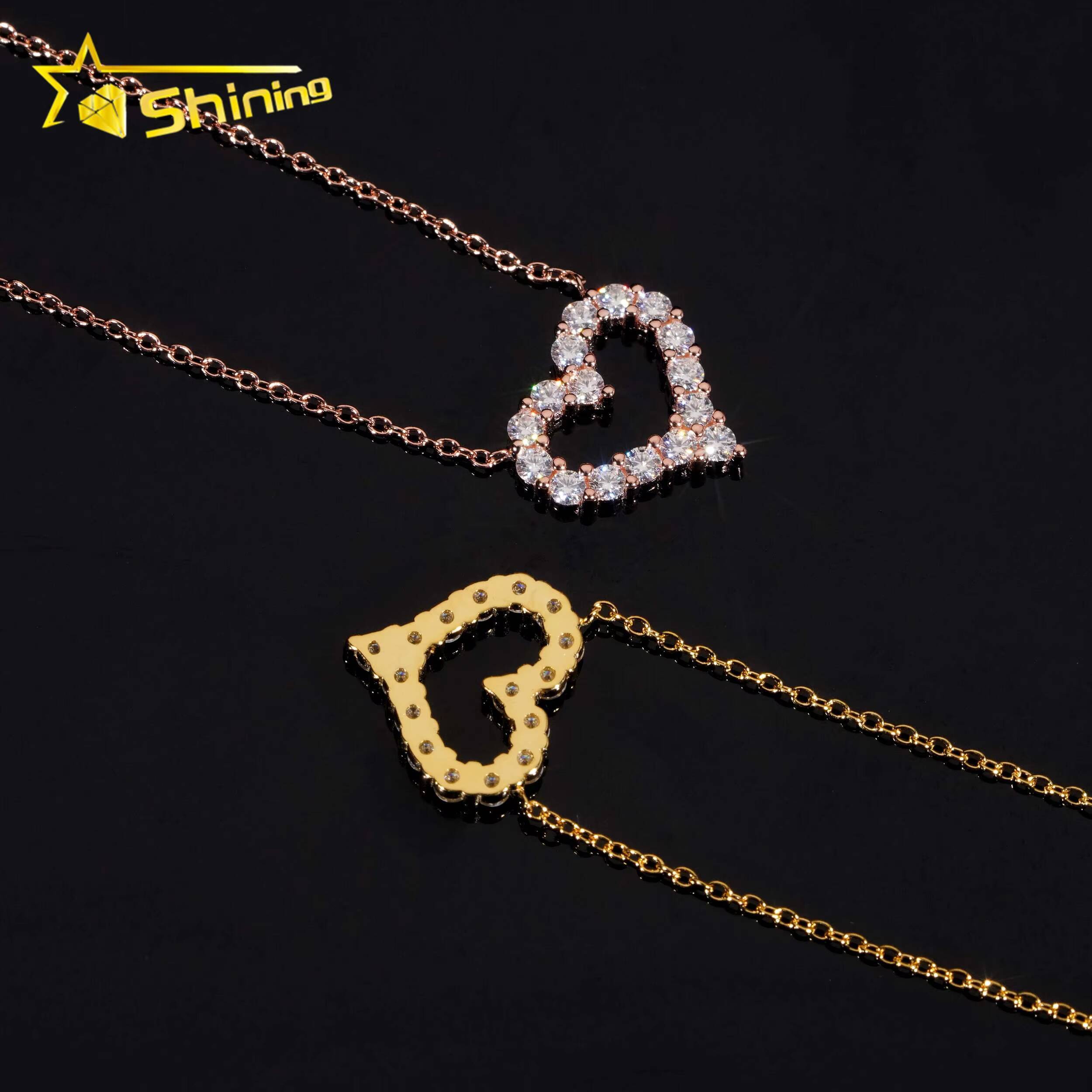 USA Local Stock Fast Shipping Fashion Elegant Heart 925 Sterling Silver Moissanite Necklaces for Women