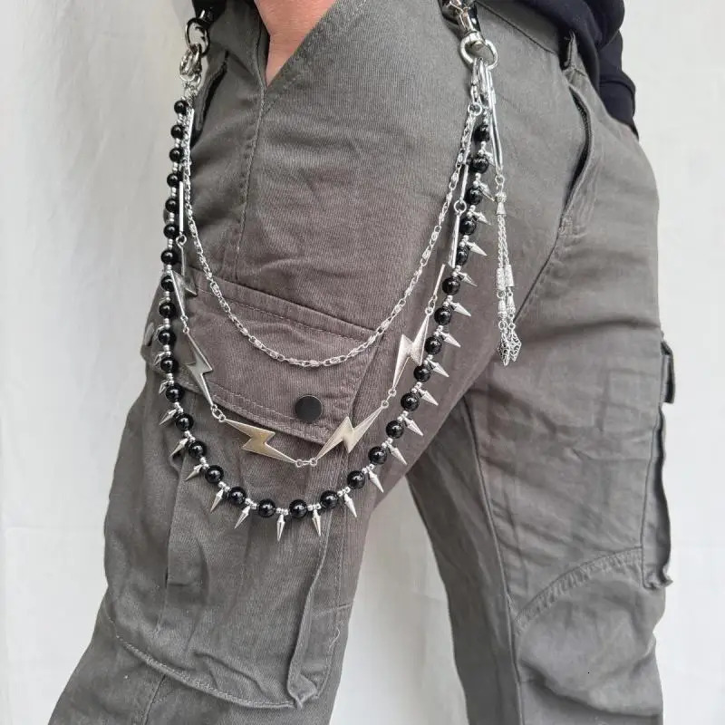punk style jeans with highquality agate and lightning accessories fashionable and versatile wallet chain 251024