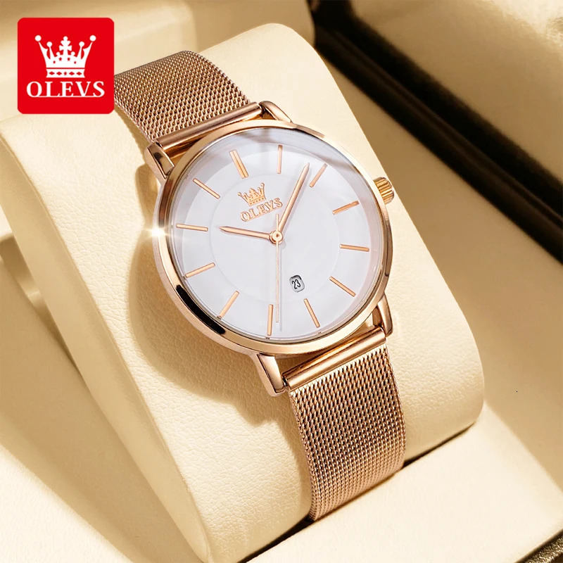 OLEVS 5869 Fashion Womens Watches Milanese Mesh Belt Waterproof Simplicity Versatile Quartz Watch for Lady Original Wristwatch 251021