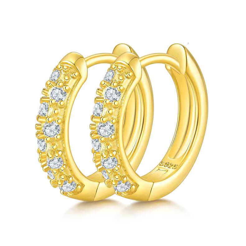 Wholesale New Product Double Row Hoop 925 Sterling Silver Claw 16mm Moissanite Hoop Earrings for Women
