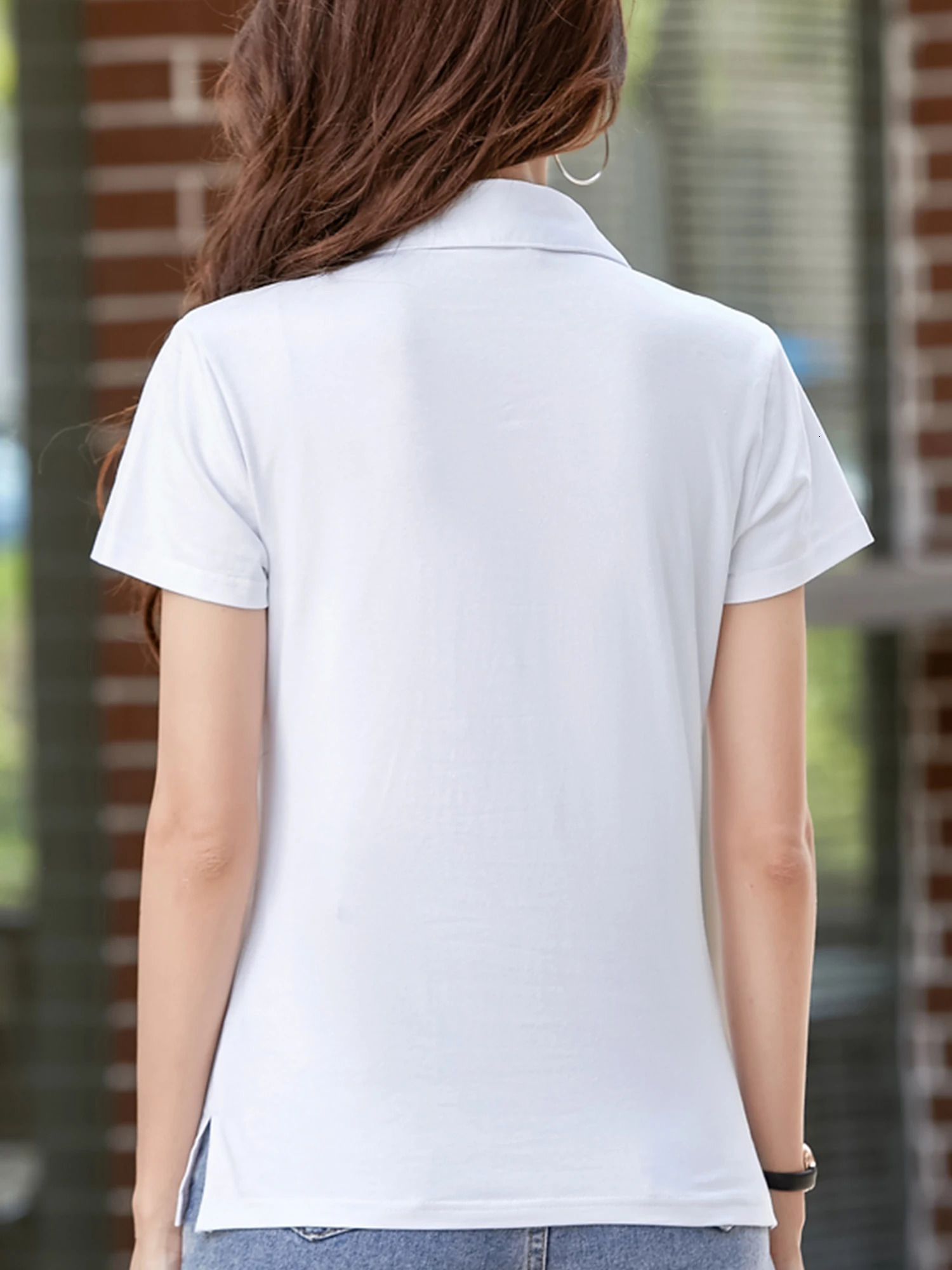 Womens Casual Chic Shirt Long Sleeve Button Detail SemiSheer Cotton Blend Machine Washable Perfect for Spring Fall 251027