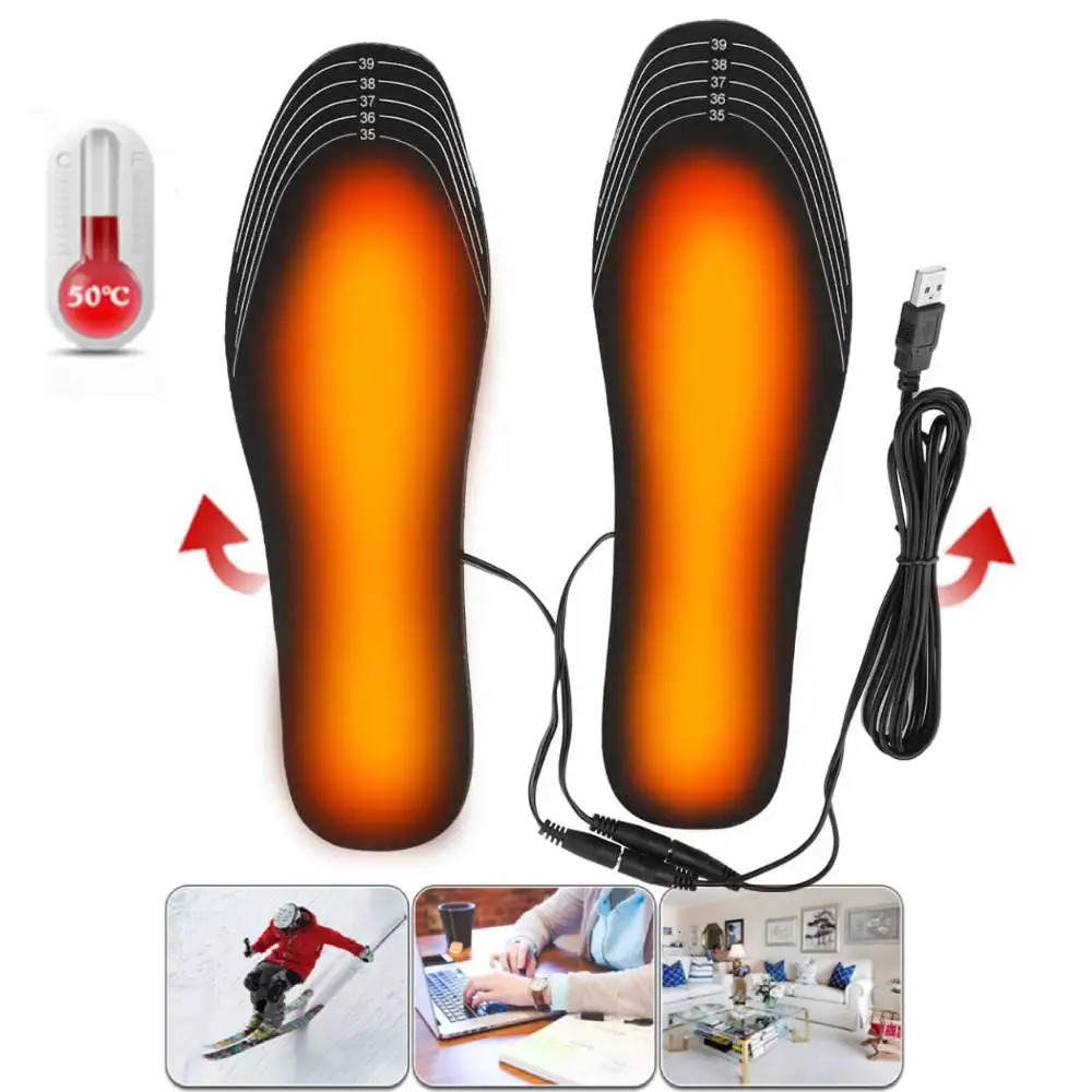 USB Rechargeable Heated Insoles Adjustable Temperature 3 Levels Electric Foot Warmer for Winter Outdoor Skiing Hiking Camping251020