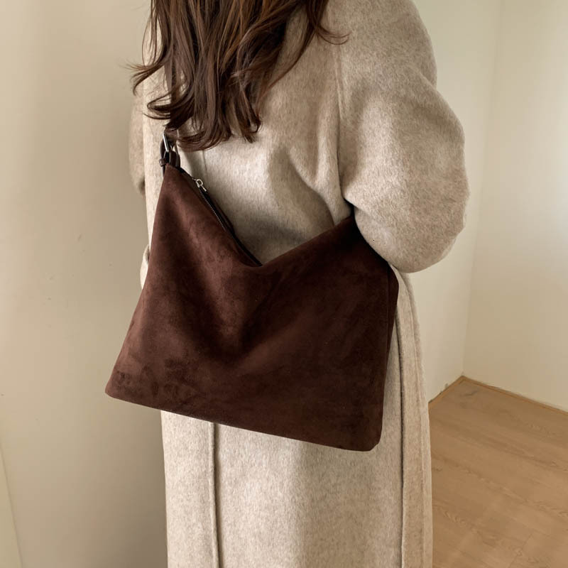 Free shipping designer bag Large Capacity Lazy Style Autumn Winter Simple High-End Suede Commuter Versatile Tote Bag