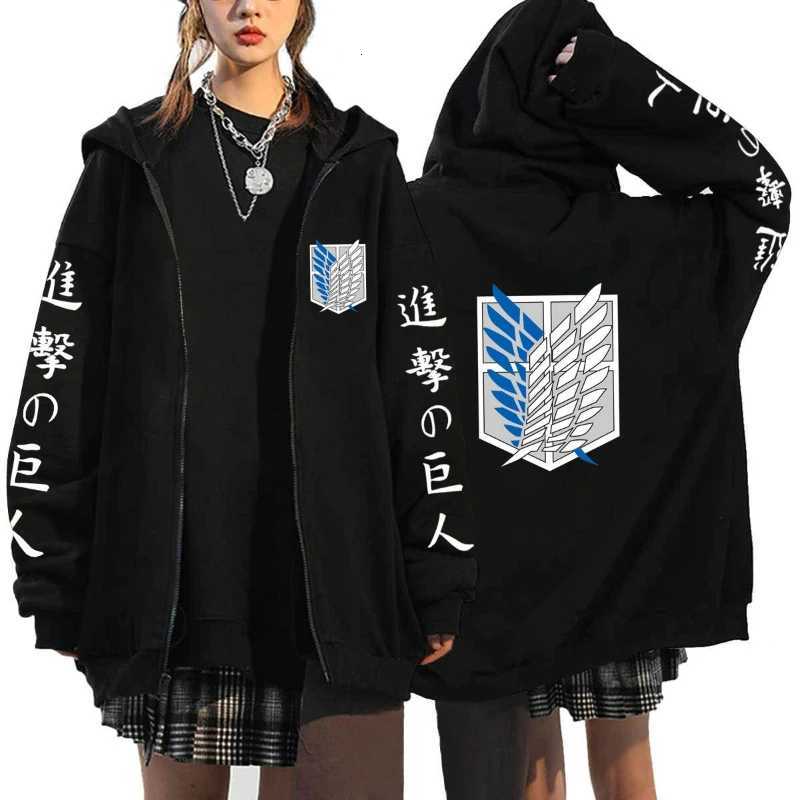 Attack on Titan Trend Graphic Print Zipper Hoodie Fashionable Casual Mens Womens Clothing Fleece Versatile Sweatshirts W251027