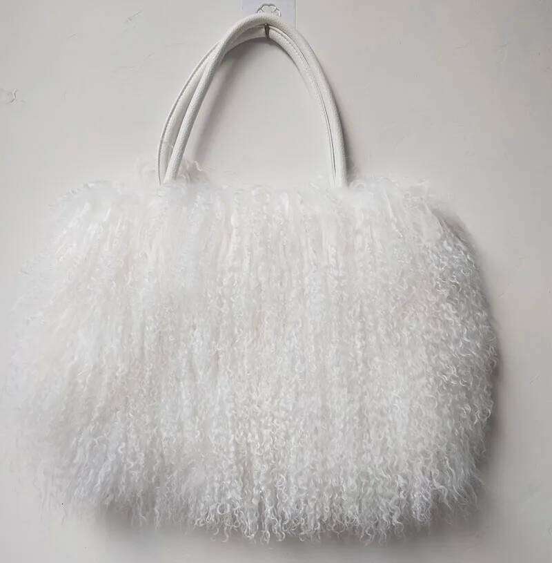 2024 Winter Women Real Mongolia Lamb Handbag Fashion Female Genuine Fur Bag