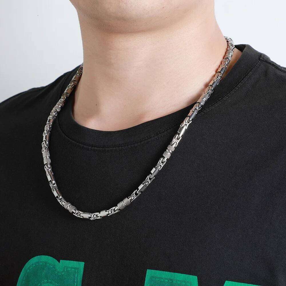 6mm HipHop Punk Gold Color Rock Bike Biker Heavy Men's Women Stainless Steel Byzantine Chain Necklace Jewelry Gifts