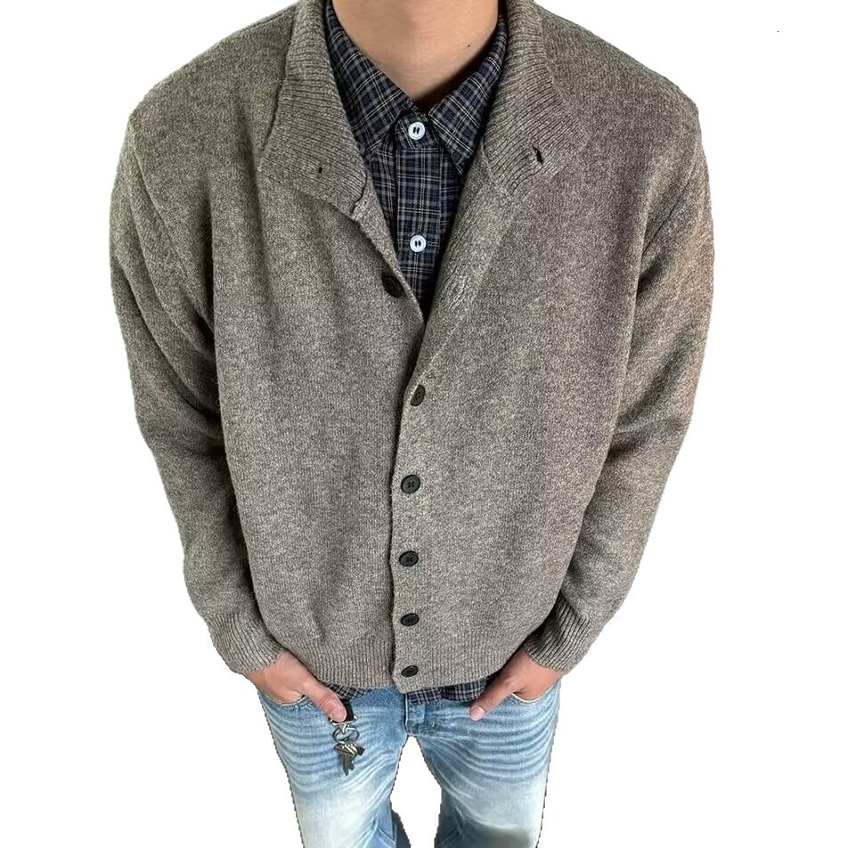 Korean Style Autumn Winter Half Turtleneck Cardigan Warm Sweater Men Designer Sweater New Old Money Style Versatile Casual Knitted Sweater Jacket
