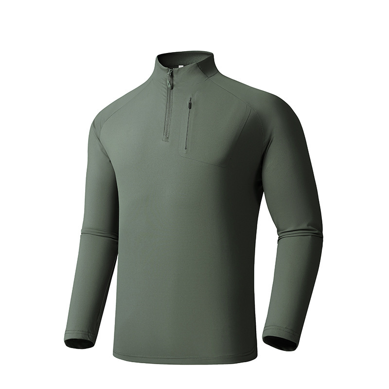 Quick-Dry Antibacterial Thin Half-Zip Sports Casual Cool Ice Silk Long Sleeve Business Men's T-Shirt
