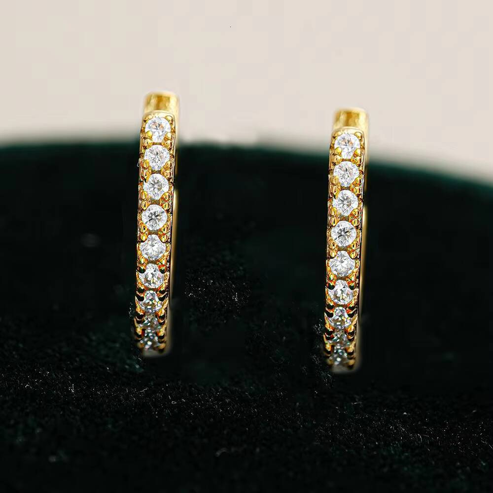 Wholesale Price Moissanite Earring 18K Gold Plated Silver Hoop Huggie Earring for Women S925 Sterling Silver Jewelry