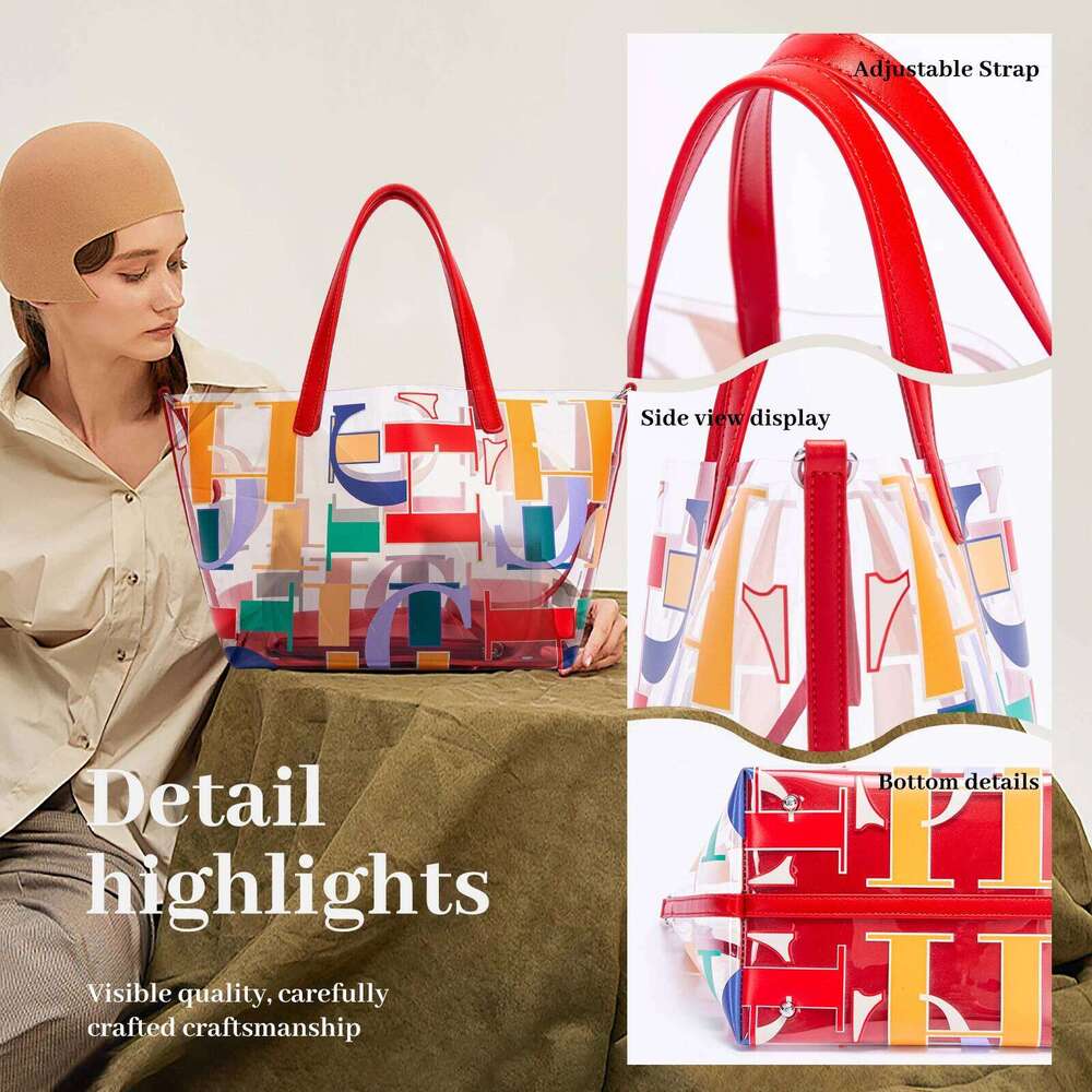 Large Capacity Commuter Business Office Shoulder Bag Classic Transparent Color New 2024 Women's Handbag